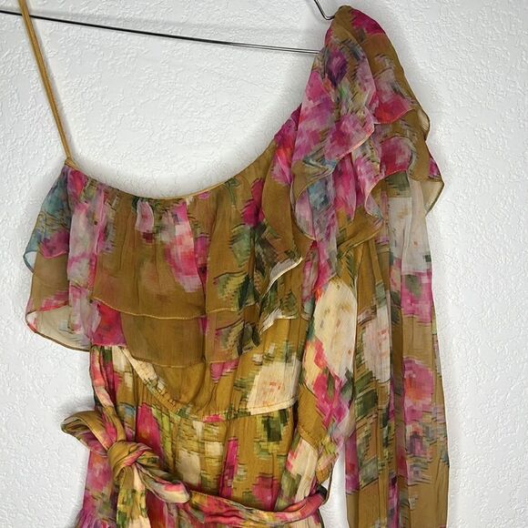 NWT Rococo Sand Avar Belted One Shoulder Dress in Ochre Revolve Large - Picture 4 of 13